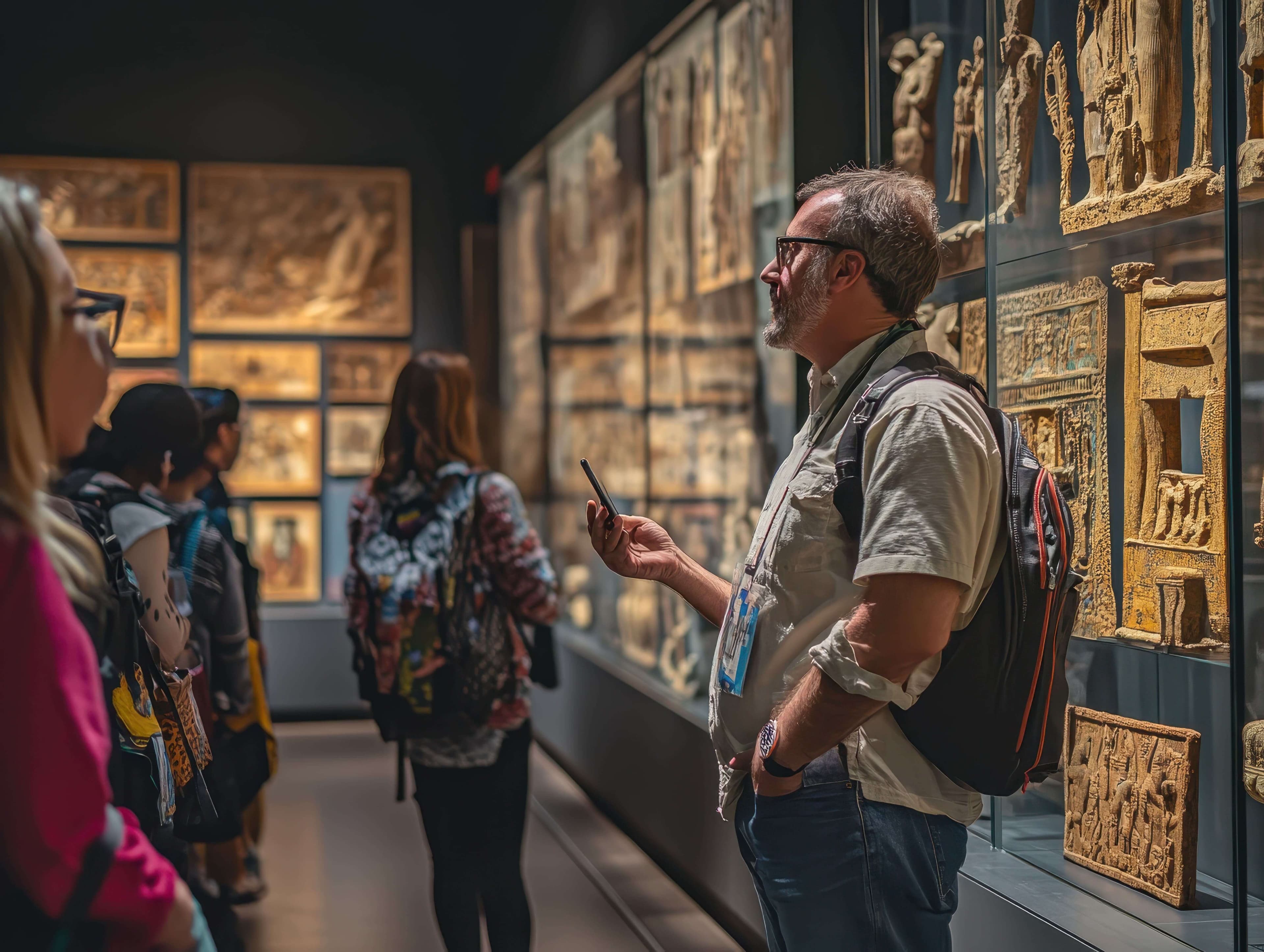 Tour-guide-speaks-to-group-in-museum