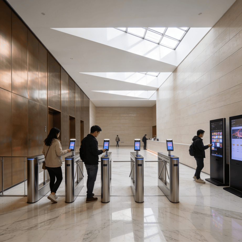 museum-visitors-scan-tickets